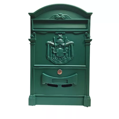 POSTALÁDA ÖNTÖTT ZÖLD CÍMERES ARTHUR 26x8x40 CM