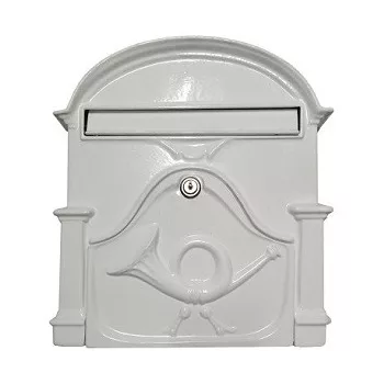 POSTALÁDA ÖNTÖTT FEHÉR   KÜRTÖS,   V-330 33*30CM