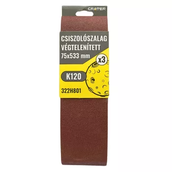CSISZOLÓSZALAG VÉGTELEN 75*533MM K120 3DB/CSOM CRATER