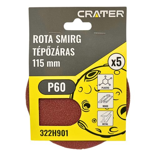 ROTA SMIRG TÉPŐZÁRAS  115MM P60 5DB/CS. CRATER 