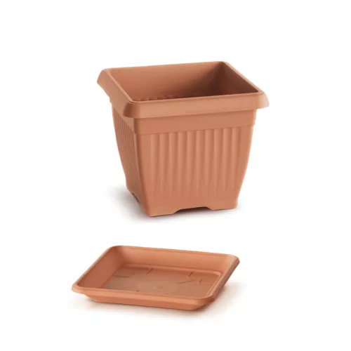 VIRÁGCSERÉP ALÁTÉTTEL NÉGYSZÖG. TERRA DKWT37,PKWT34-R624 - 370X300X370MM