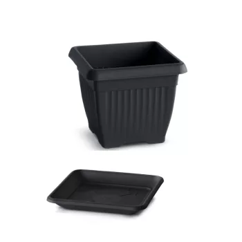   VIRÁGCSERÉP ALÁTÉTTEL NÉGYSZÖG. ANTRACIT DKWT37,PKWT34-S433 - 370X300X370MM