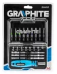 BIT KÉSZLET 31 RÉSZES SZÍNKÓDOS RACSNIS CSAVARHÚZÓ NYÉLLEL GRAPHITE