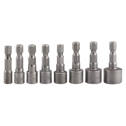 BITSZÁR KÉSZLET 8 RÉSZES MÁGNESES M5-M6-M7-M8-M9-M10-M11-M13 MM 1/4" GRAPHITE