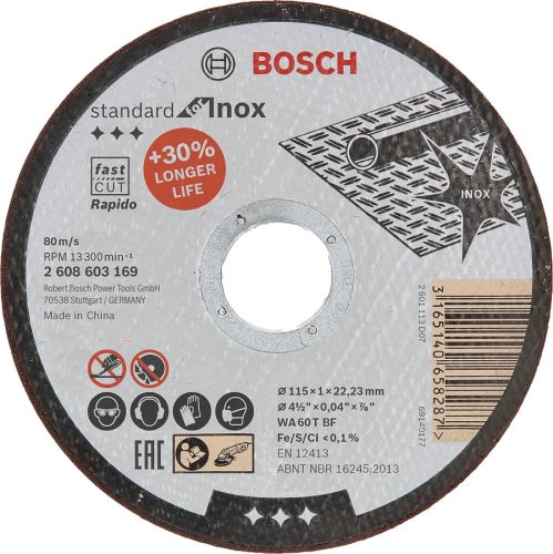 VÁGÓKORONG FÉMRE INOX BOSCH 115*1,0*22 R 2608603169