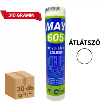   SZILIKON TÖMÍTŐ RAGASZTÓ ÁTLÁTSZÓ 310 GR MAY605 - KARTON UNIVERZÁLIS
