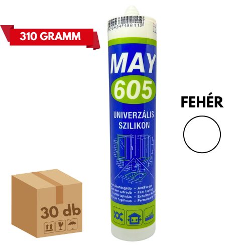 SZILIKON TÖMÍTŐ RAGASZTÓ FEHÉR 310 GR MAY605 - KARTON UNIVERZÁLIS