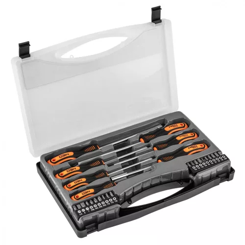 CSAVARHÚZÓ KÉSZLET 27 RÉSZES 7 DB MÁGNESES CSAVARHÚZÓ 20 DB BIT NEO TOOLS