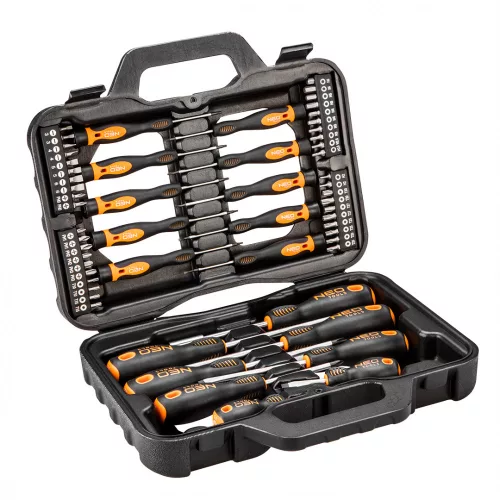 CSAVARHÚZÓ KÉSZLET 58 RÉSZES 18 DB CSAVARHÚZÓ 40 DB BIT NEO TOOLS