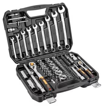   DUGÓKULCS SZERSZÁMKÉSZLET 82 RÉSZES 1/4"-1/2" 4-32 MM NEO TOOLS