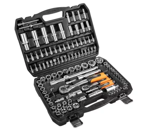DUGÓKULCS KÉSZLET 108 RÉSZES 1/2" 1/4" SZATÉN NEO TOOLS