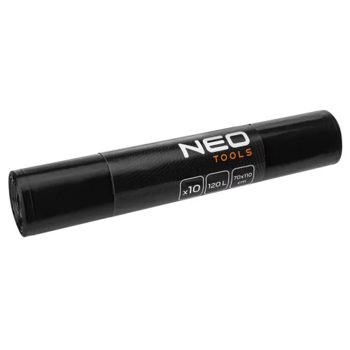 SZEMETESZSÁK 120 L ERŐS 50 MIKRON FEKETE 10DB/CSOMAG FEKETE NEO TOOLS