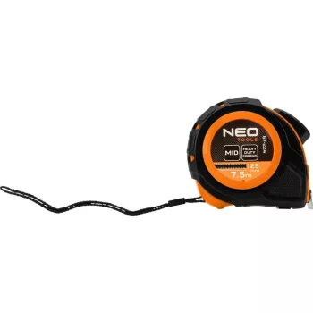 MÉRŐSZALAG 7,5M/25MM ACÉL AUTOSTOP+RÖGZ. NEO TOOLS