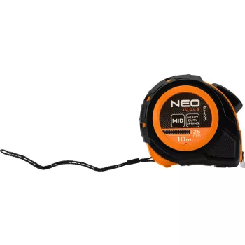 MÉRŐSZALAG 10M/25MM ACÉL AUTOSTOP+RÖGZ. NEO TOOLS