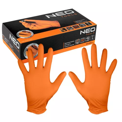 VÉDŐKESZTYŰ PERFORÁLT NITRIL L NARA.50DB NEO TOOLS