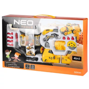   GYEREKJÁTÉK MUNKAGÉP MŰANYAG 4IN1 KOTRÓGÉP 4 VÁLTOZATBAN NEO TOOLS