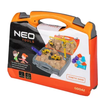   GYEREKJÁTÉK MŰANYAG ÉPITŐIPARI GÉPEKKEL 750 g KINETIKUS HOMOKKAL BŐRÖNDBEN NEO TOOLS